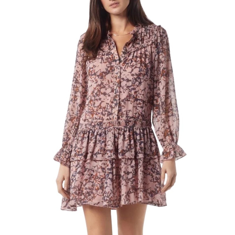 Joie Elsverre pink pale mauve multi printed 100% silk dress - 4